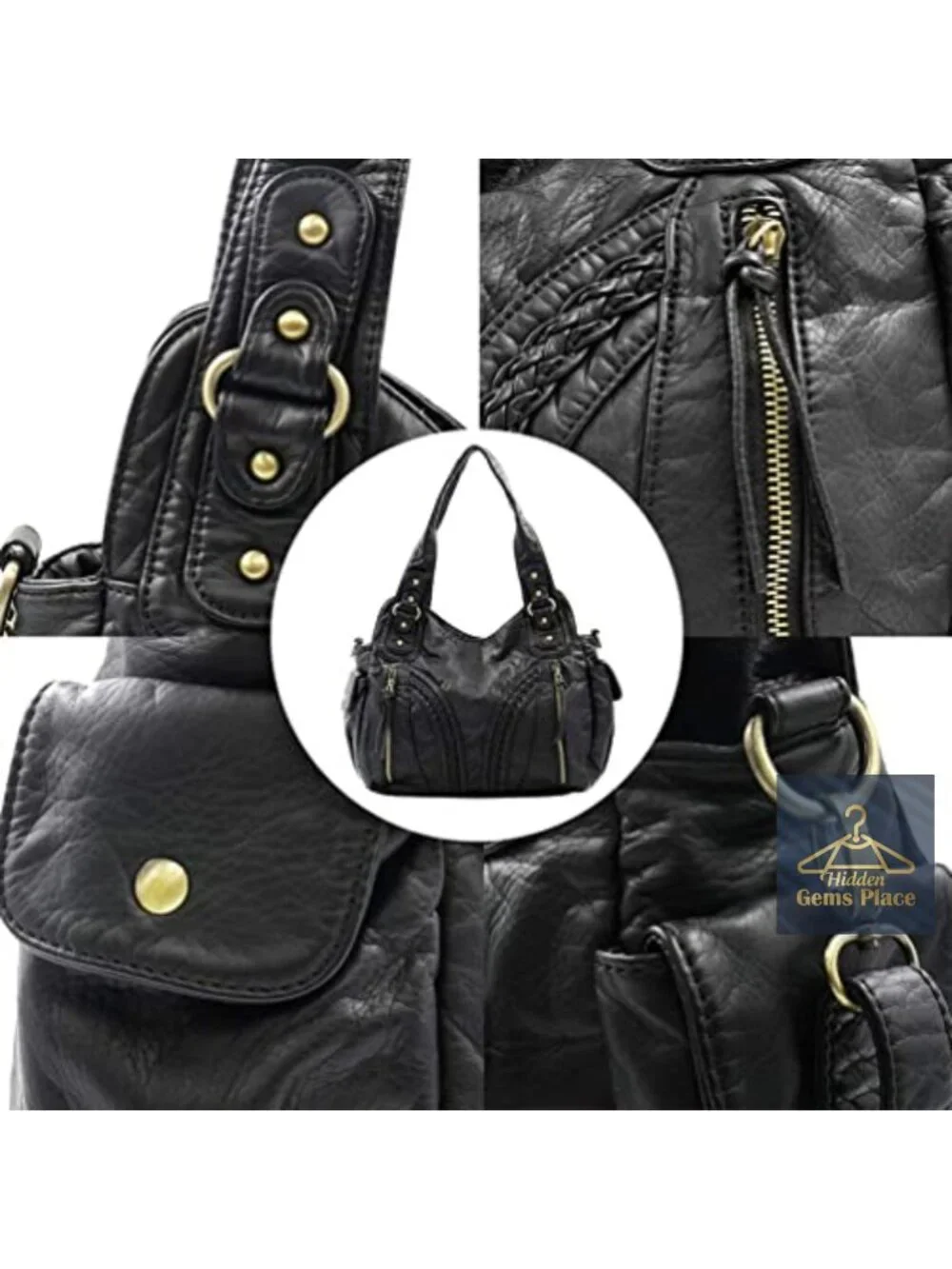 Y2K Hobo Bag Roomy Washed Leather Handbag Crossbody Strap